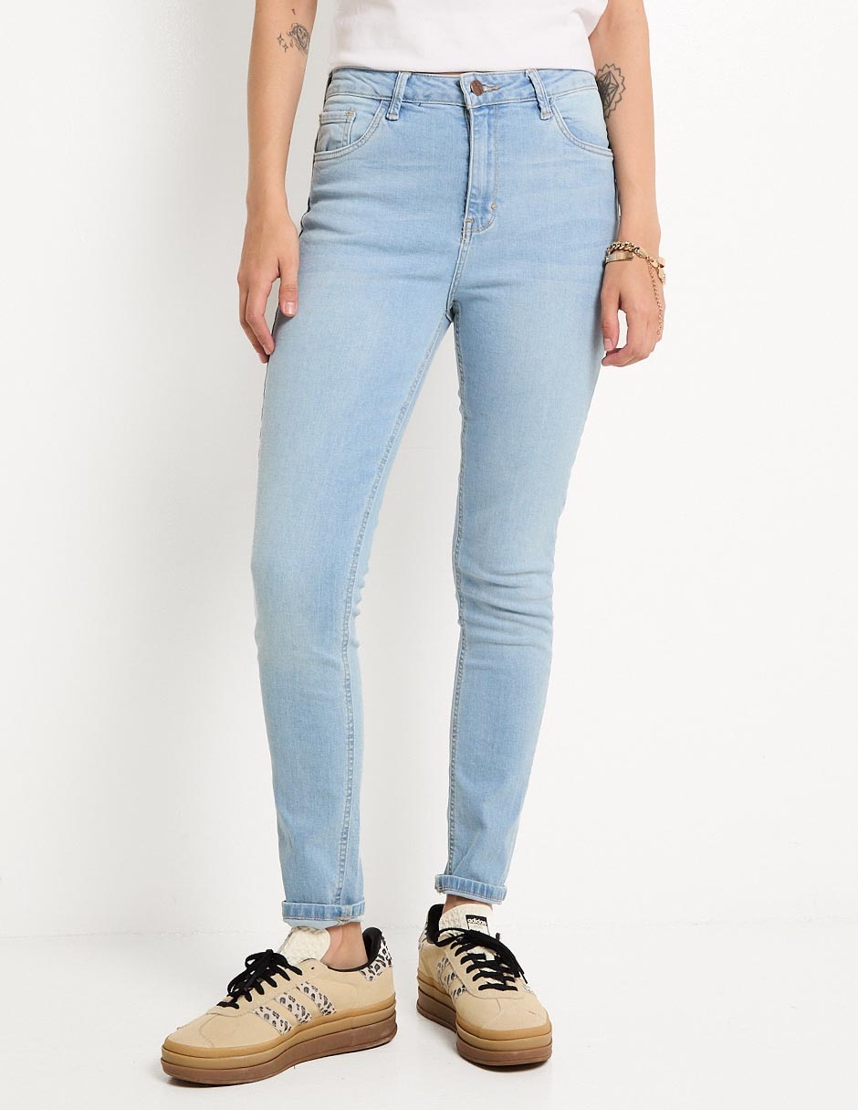 Jeans skinny corte cintura para mujer 1