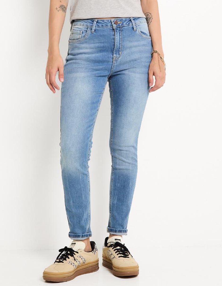 Jeans skinny corte cintura para mujer 1