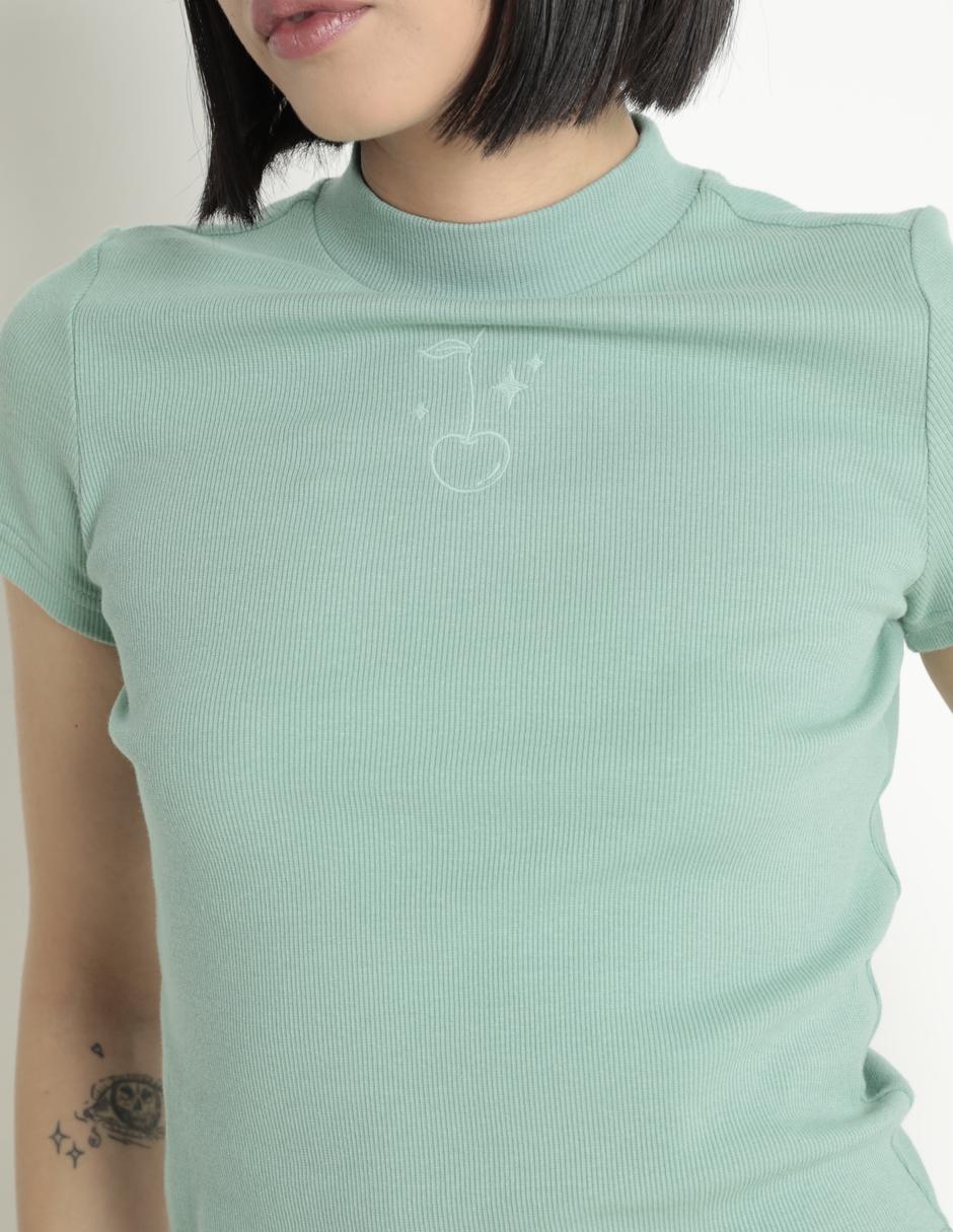Playera manga corta cuello alto mujer 4