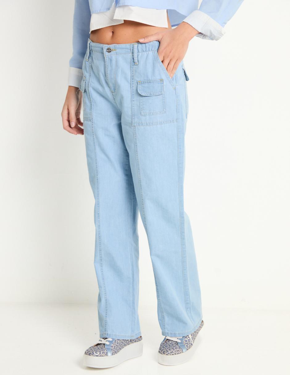 Jeans cargo straight para mujer