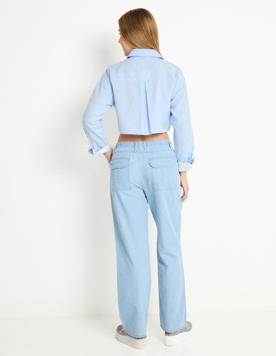 Jeans cargo straight para mujer