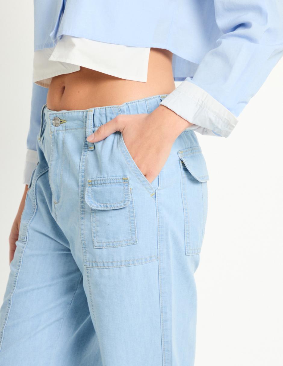 Jeans cargo straight para mujer