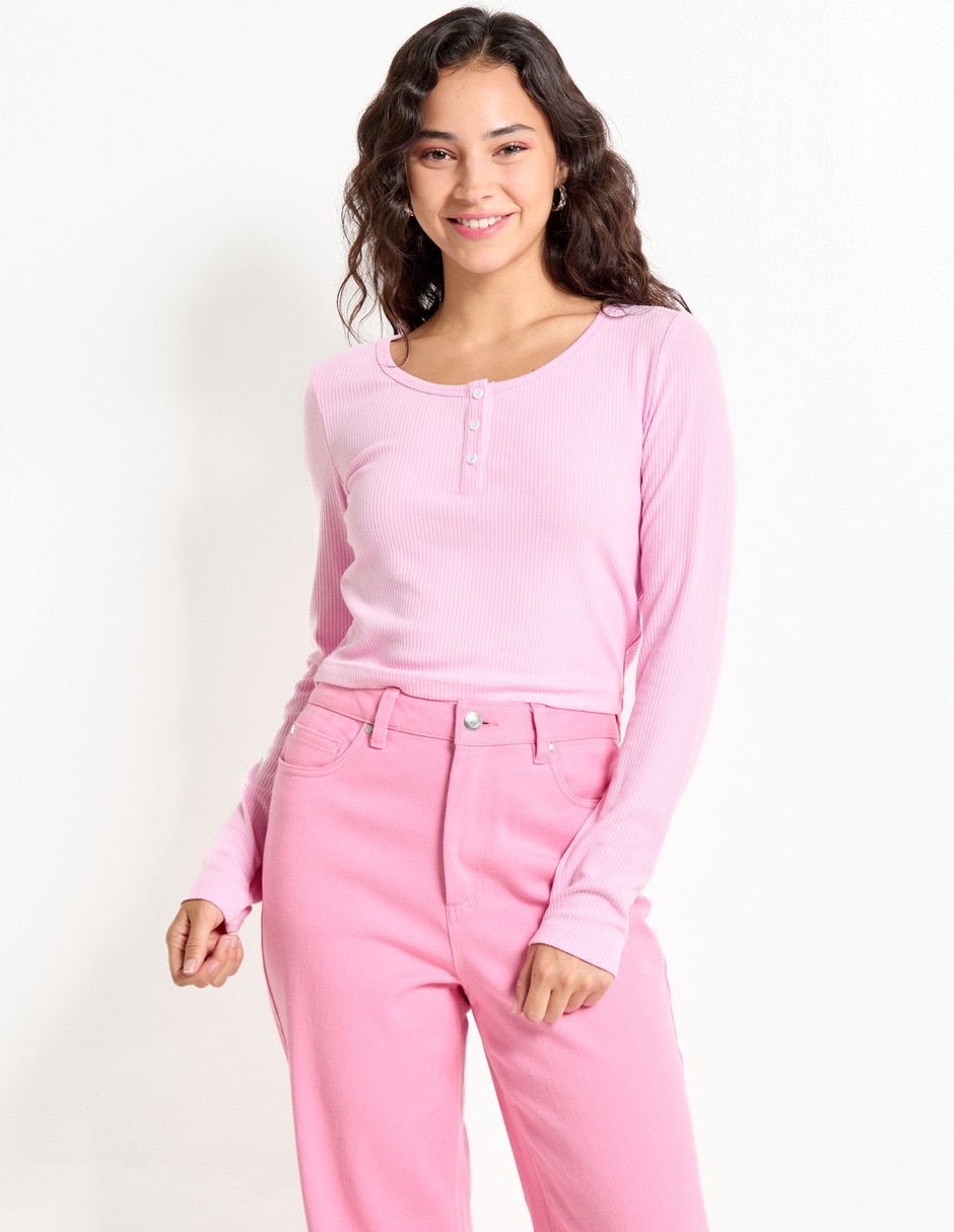 Playera manga larga cuello redondo para mujer Playera manga larga cuello redondo para mujer