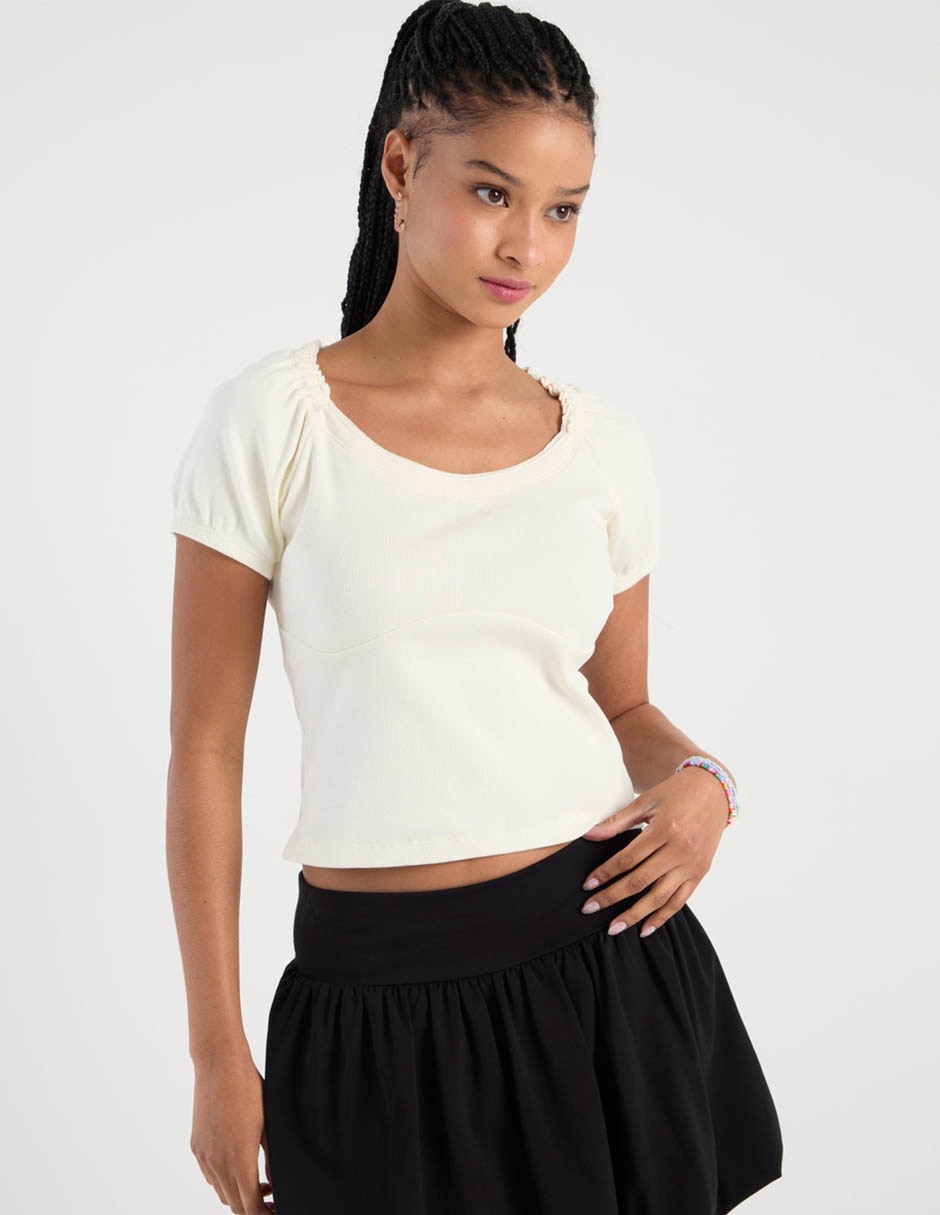 Playera manga corta cuello redondo para mujer Playera manga corta cuello redondo para mujer
