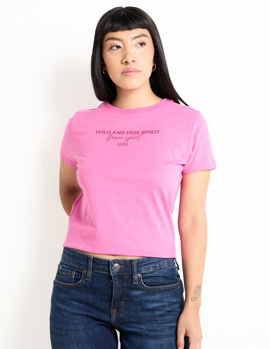 Playera manga corta cuello redondo para mujer Playera manga corta cuello redondo para mujer