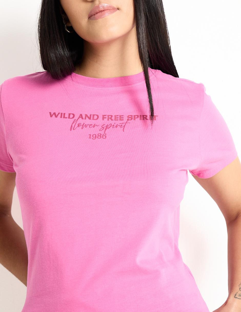 Playera manga corta cuello redondo para mujer