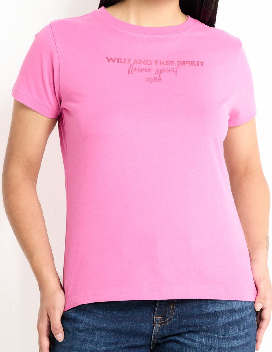 Playera manga corta cuello redondo para mujer