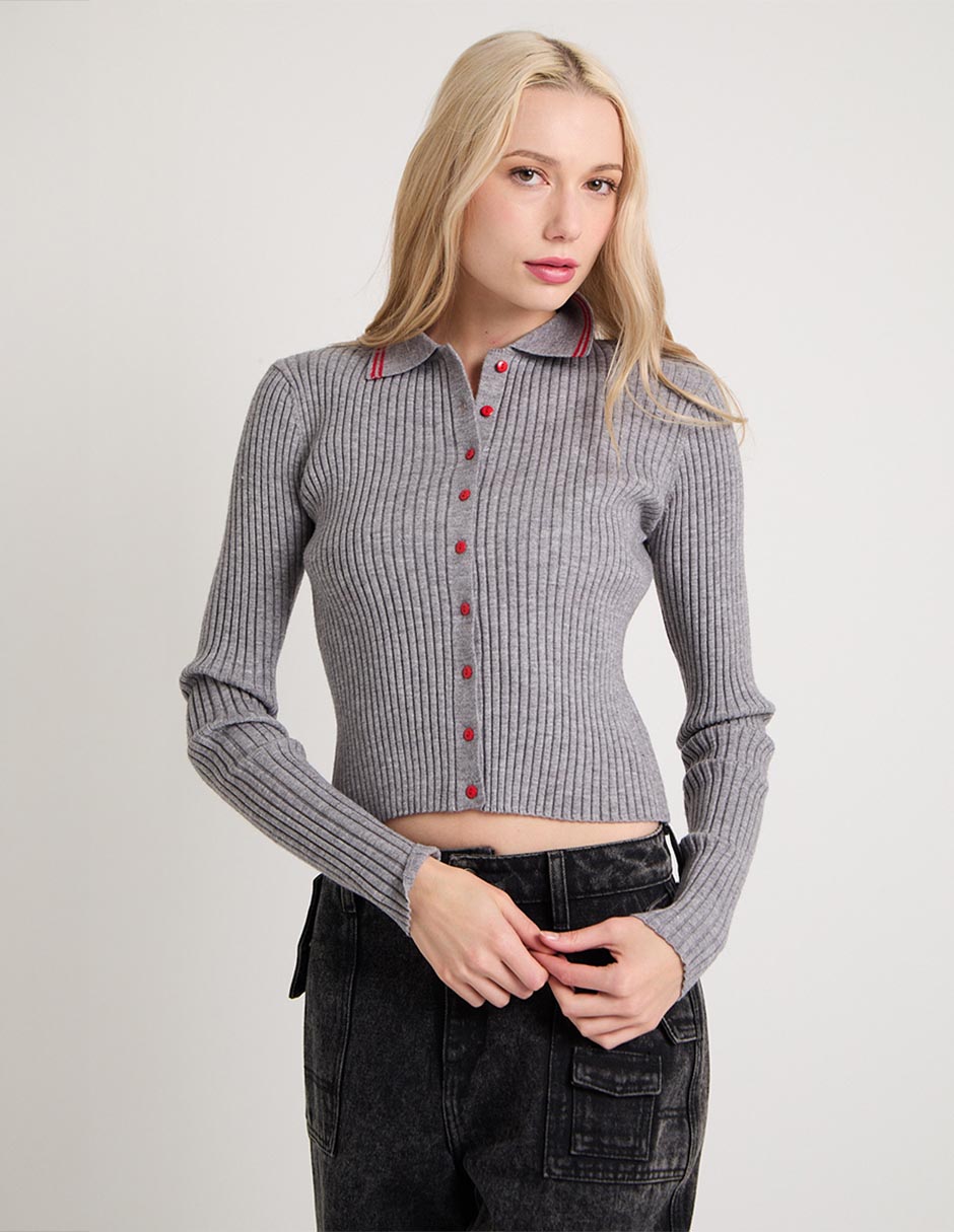 Suéter cuello camisero para mujer Suéter cuello camisero para mujer