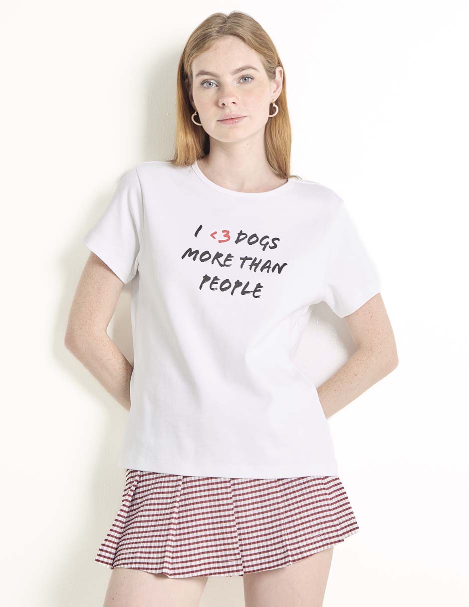 Playera manga corta cuello redondo mujer