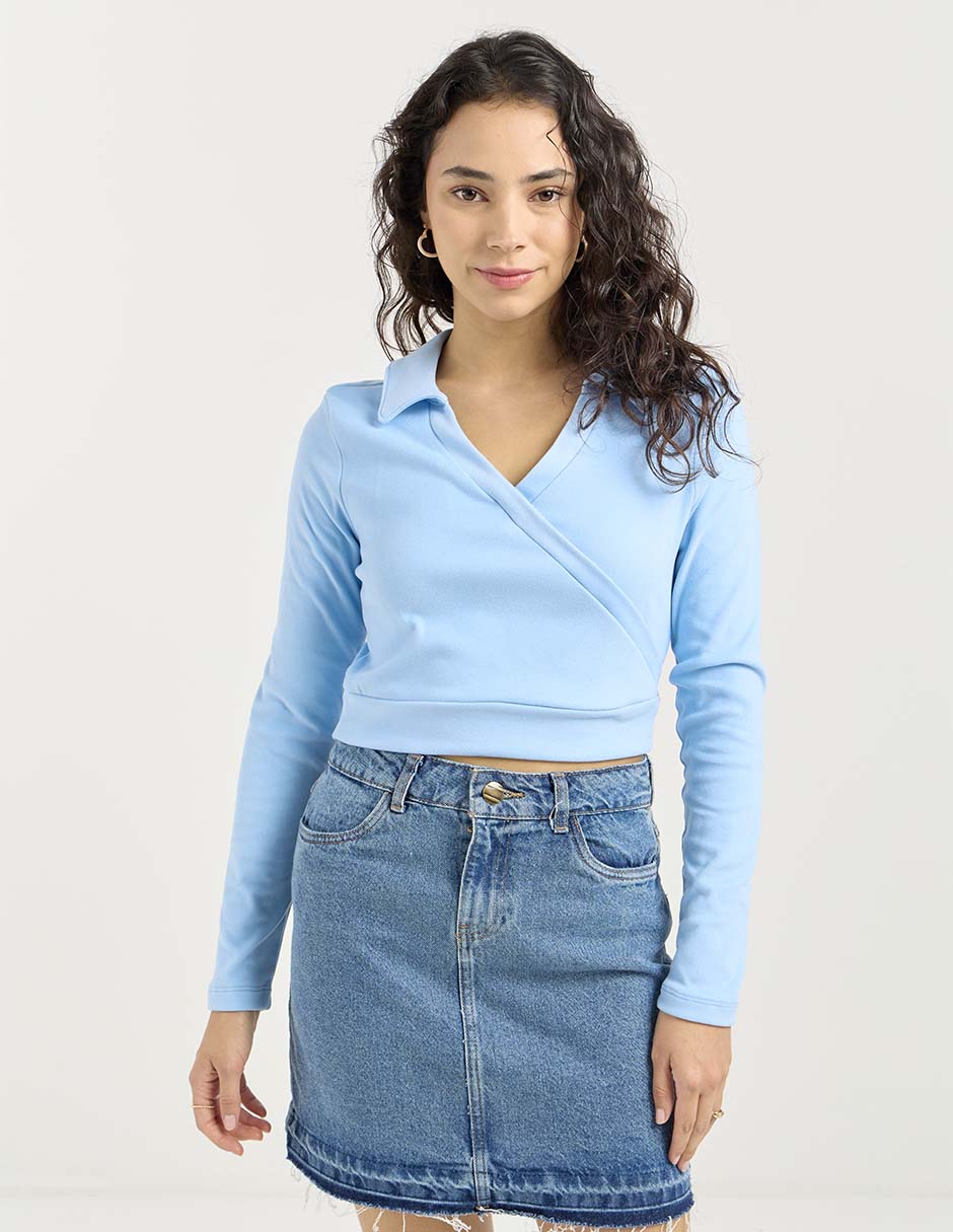 Playera manga larga cuello v para mujer Playera manga larga cuello v para mujer
