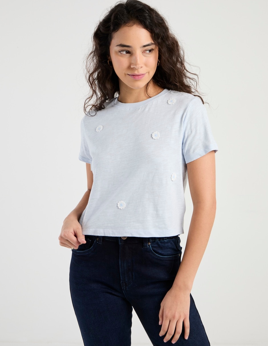 Playera manga corta cuello redondo para mujer Playera manga corta cuello redondo para mujer