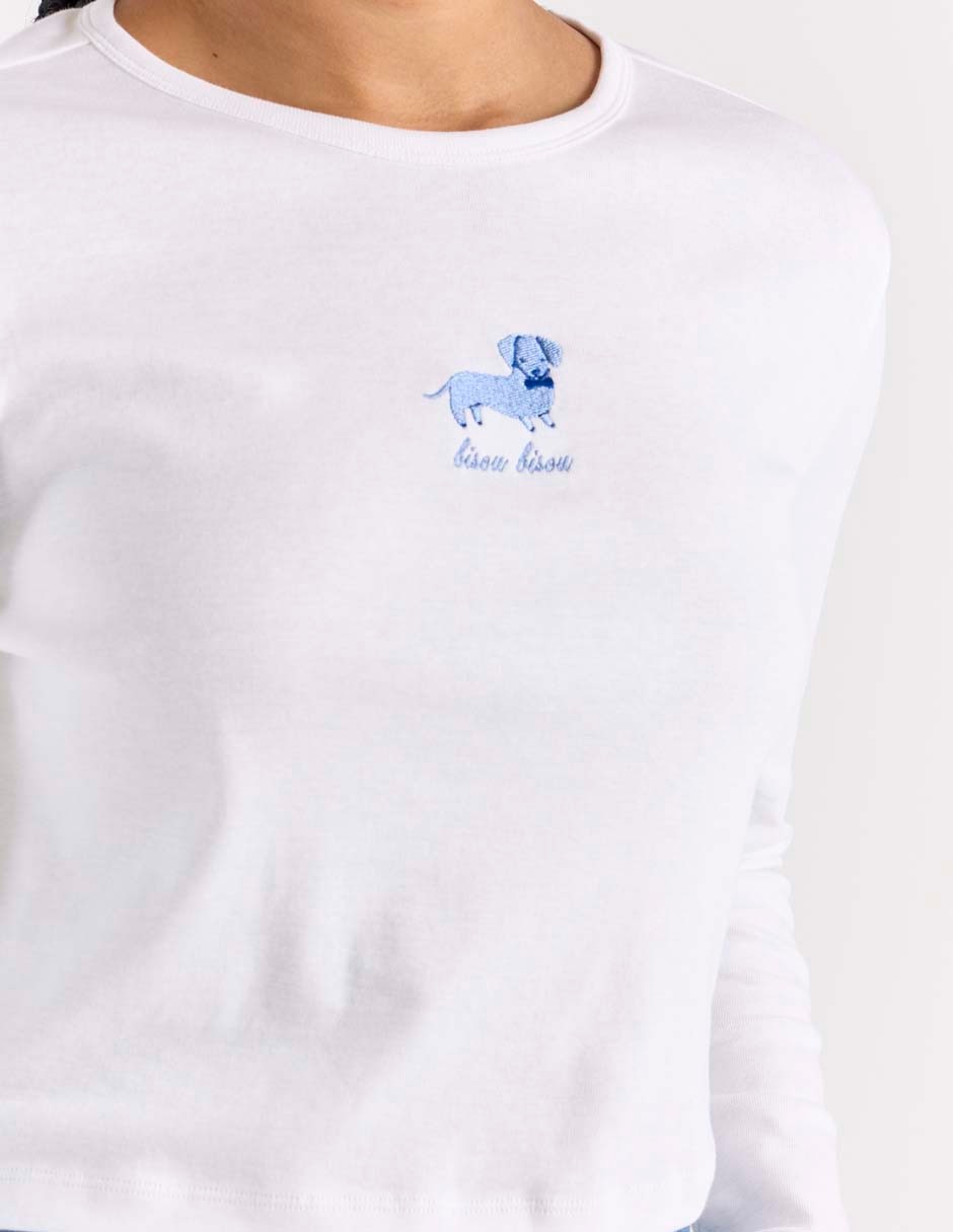 Playera manga larga Mossimo cuello redondo para mujer