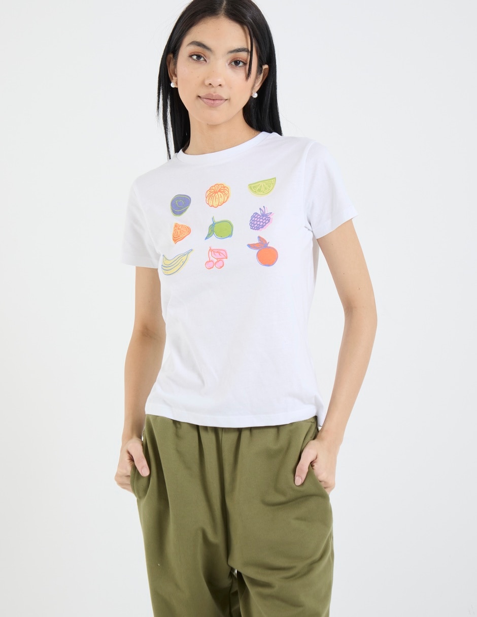 Playera manga corta cuello redondo para mujer Playera manga corta cuello redondo para mujer
