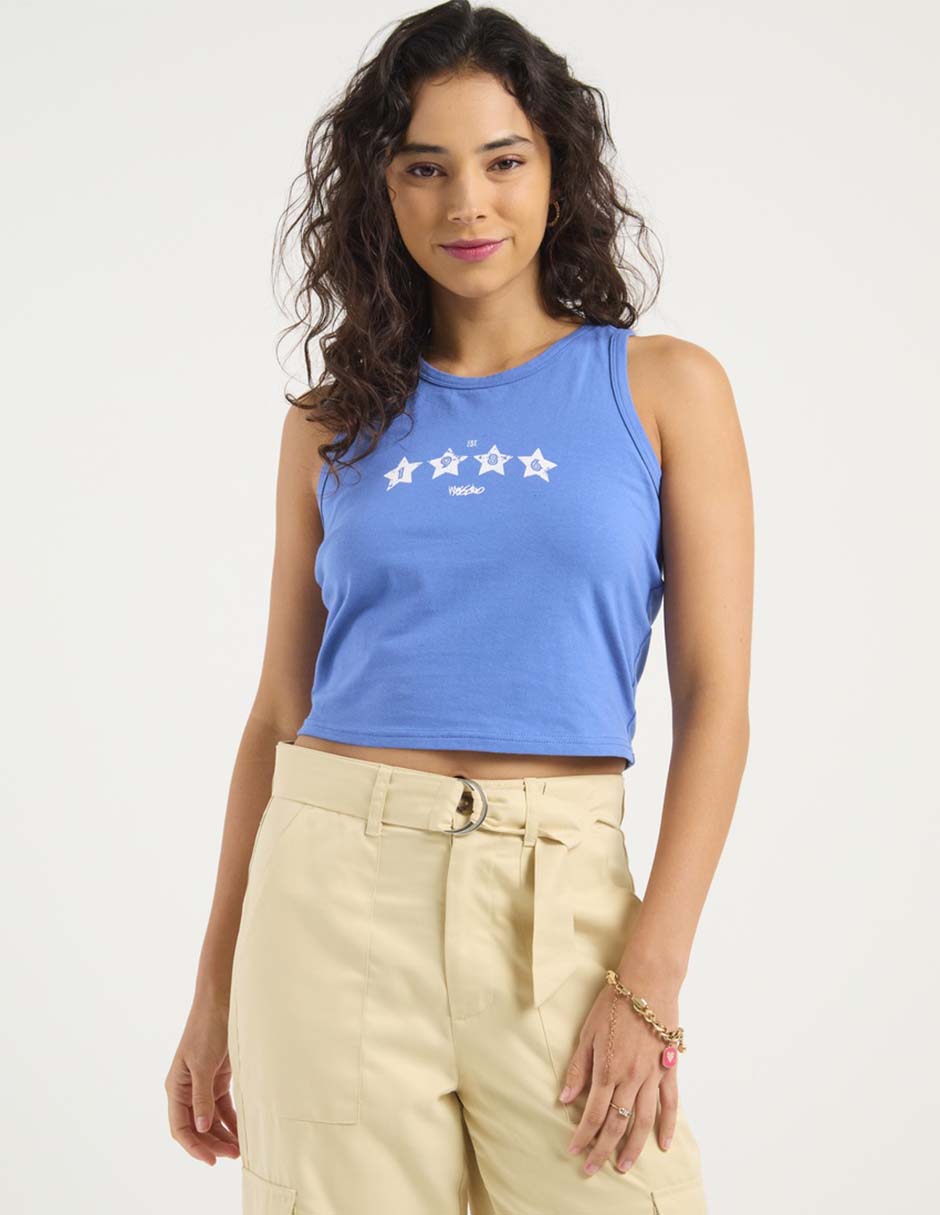 Top cuello redondo escote regular tirante ancho 1
