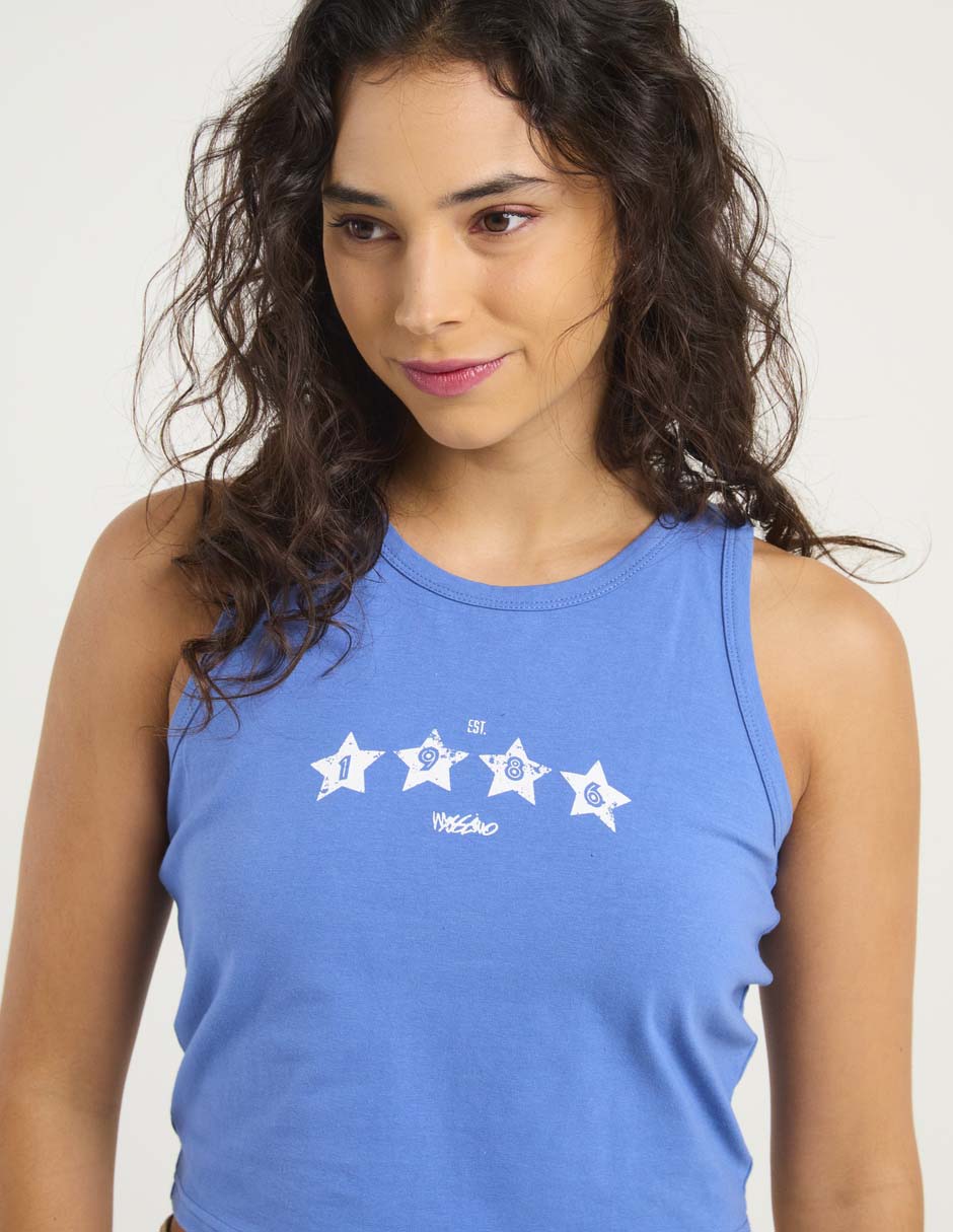 Top cuello redondo escote regular tirante ancho 3