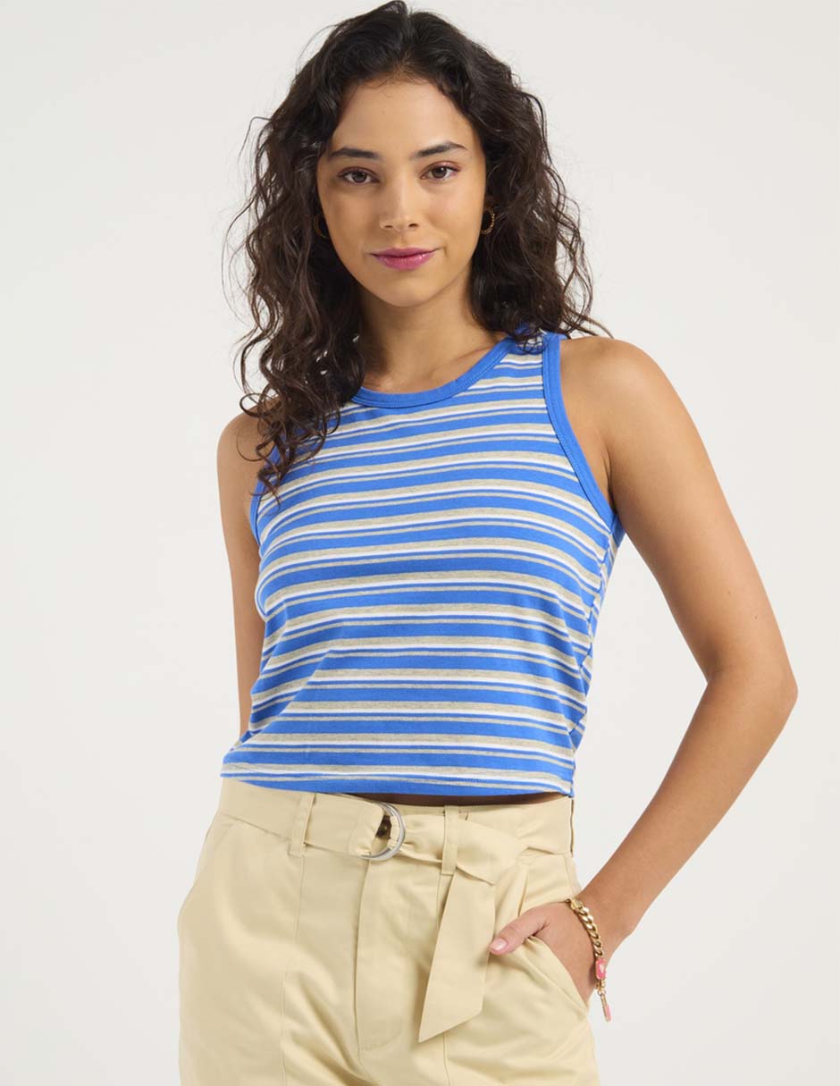 Top cuello redondo escote regular tirante ancho Top cuello redondo escote regular tirante ancho