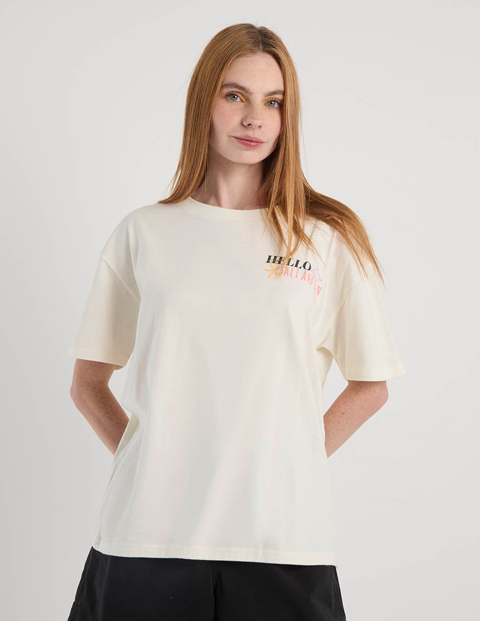 Playera manga corta cuello redondo para mujer