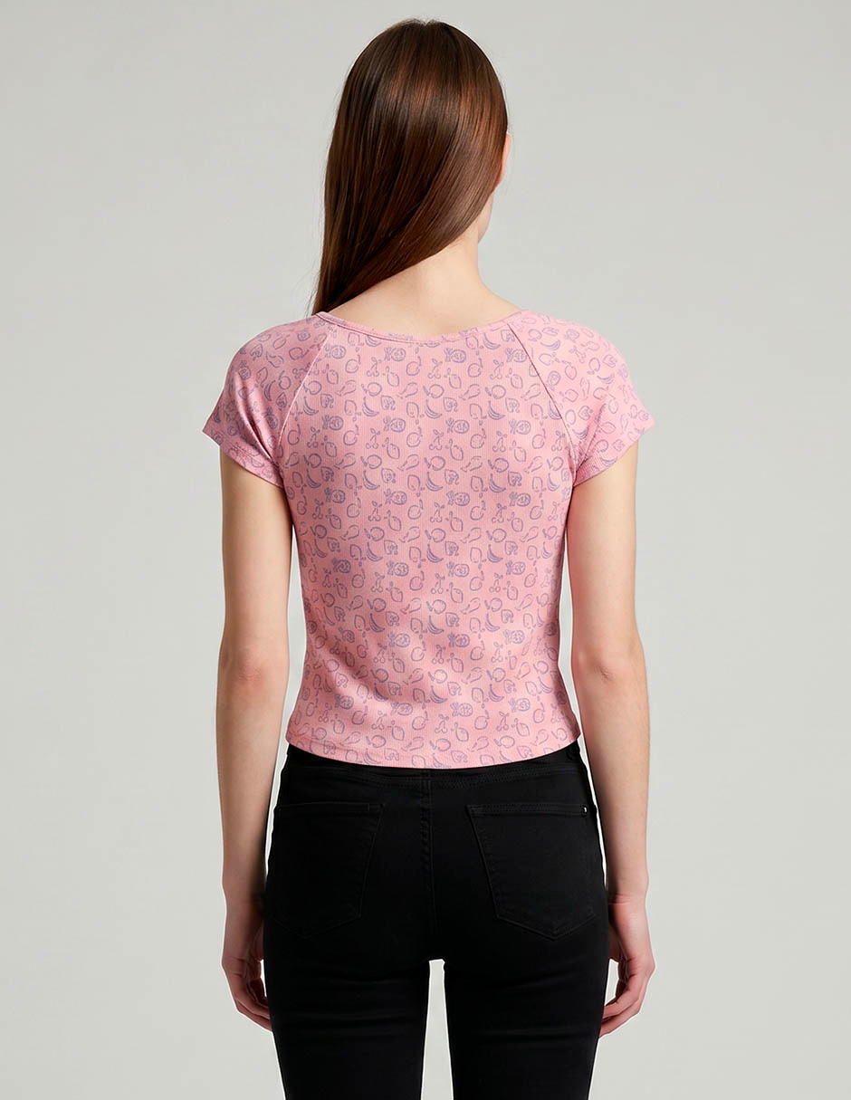 Playera manga corta Mossimo cuello con amarre para mujer