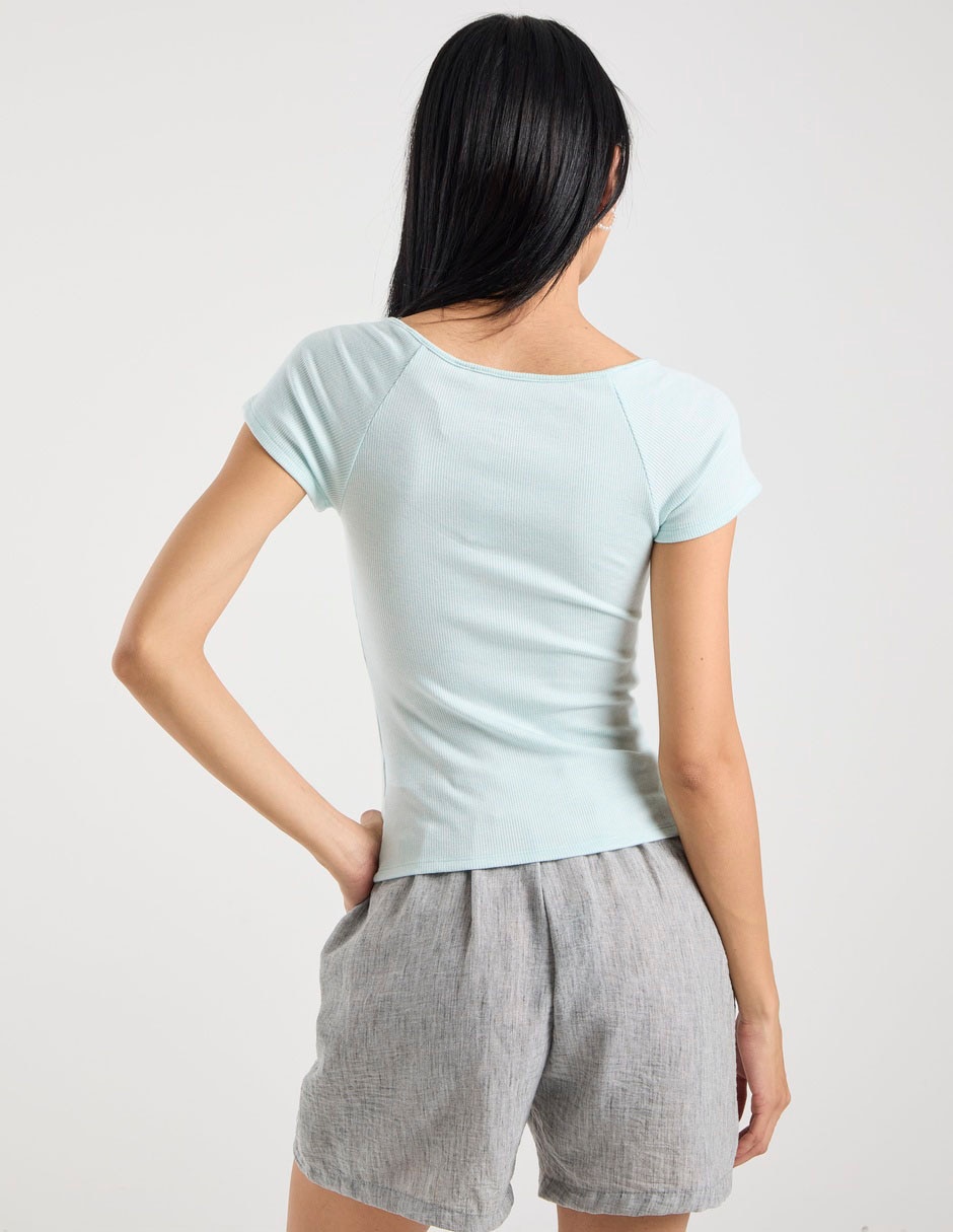 Playera manga corta Mossimo cuello V para mujer
