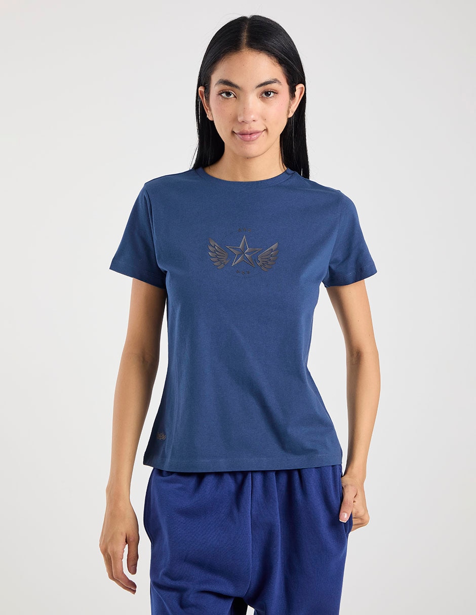 Playera manga corta cuello redondo para mujer