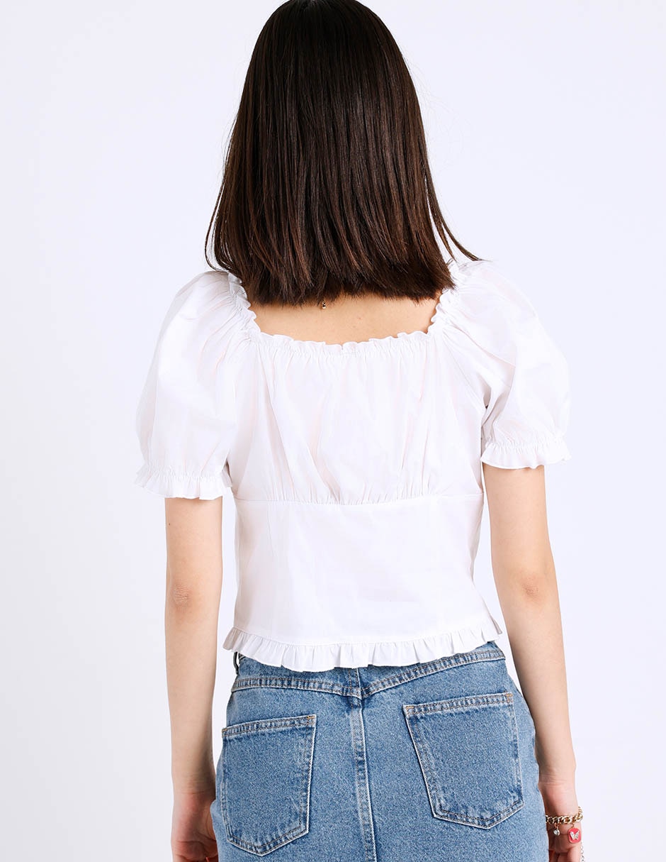 Blusa manga corta cuello cuadrado para mujer 6