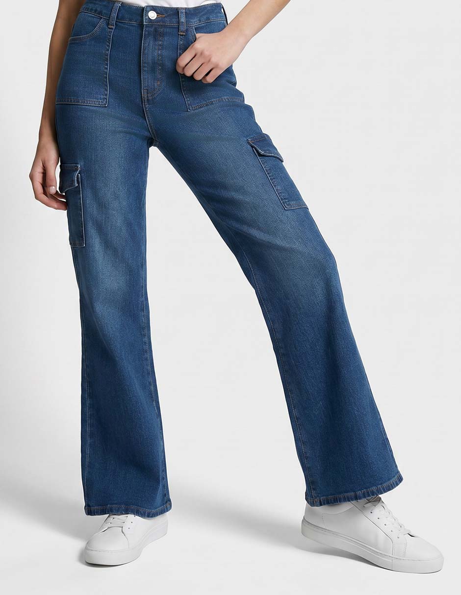 Jeans straight corte cintura para mujer