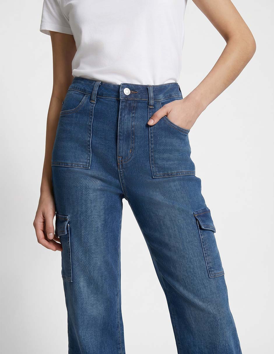 Jeans straight corte cintura para mujer 3