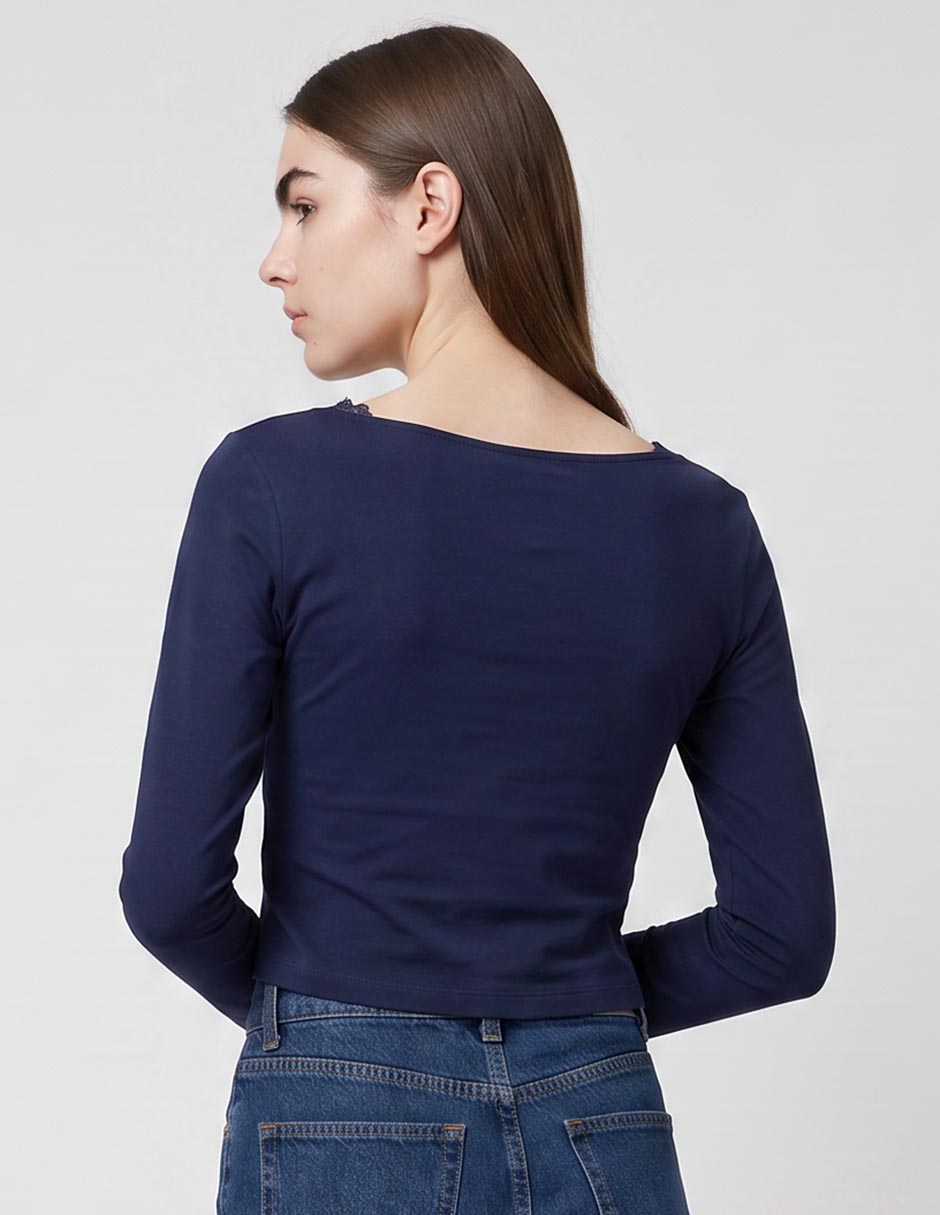 Playera manga larga cuello v mujer 3