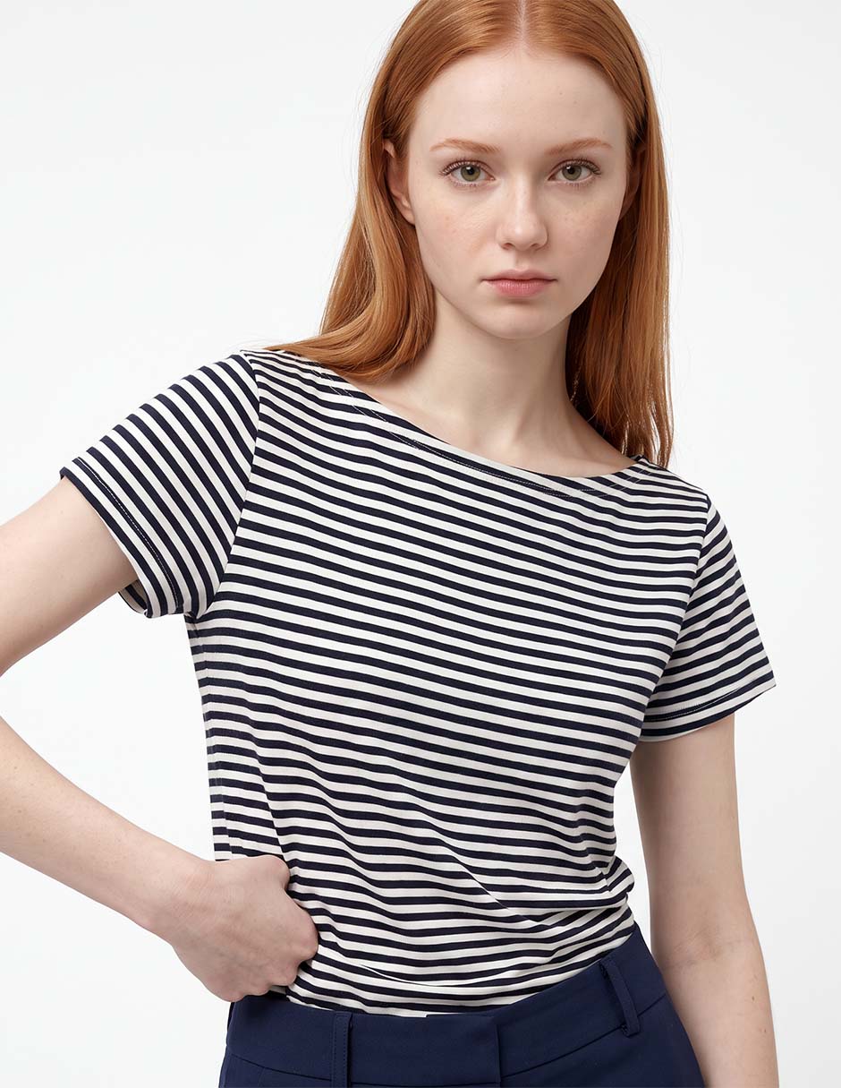 Playera manga corta cuello ojal para mujer 2