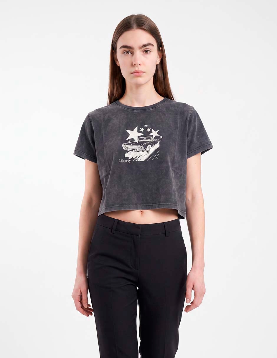 Playera manga corta cuello redondo para mujer