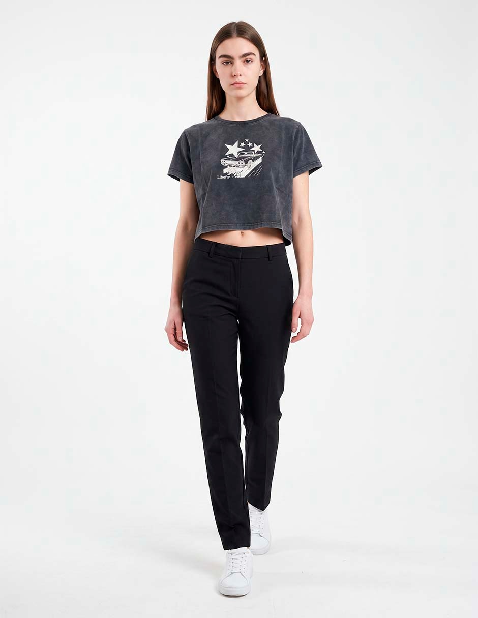 Playera manga corta cuello redondo para mujer