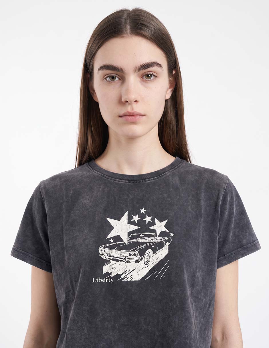 Playera manga corta cuello redondo para mujer