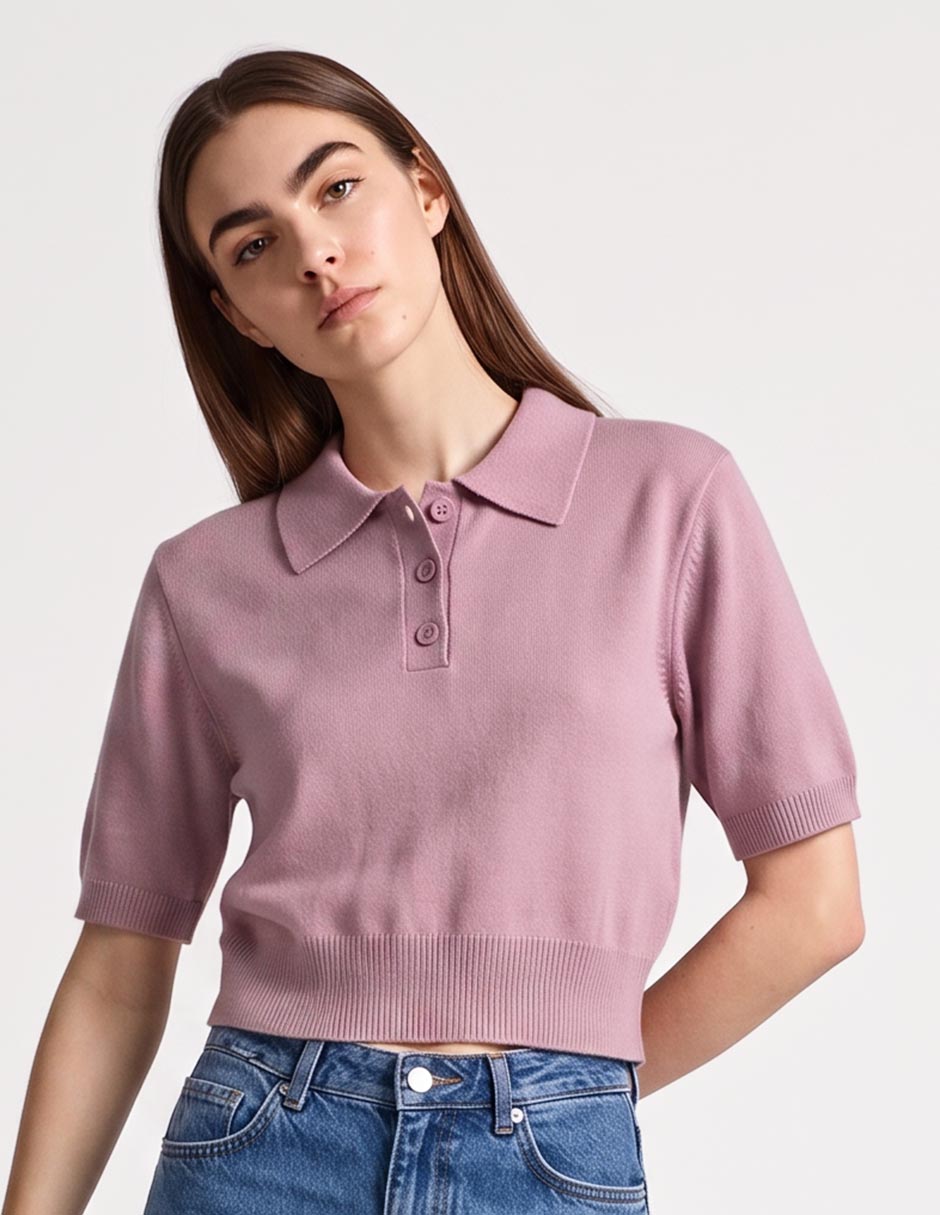 Suéter cuello polo para mujer