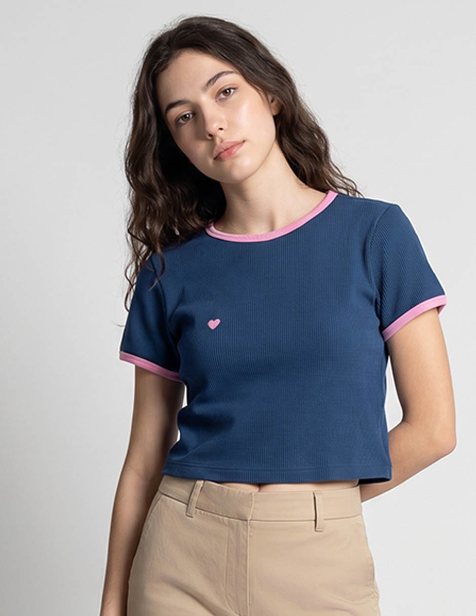Playera manga corta cuello redondo para mujer Playera manga corta cuello redondo para mujer
