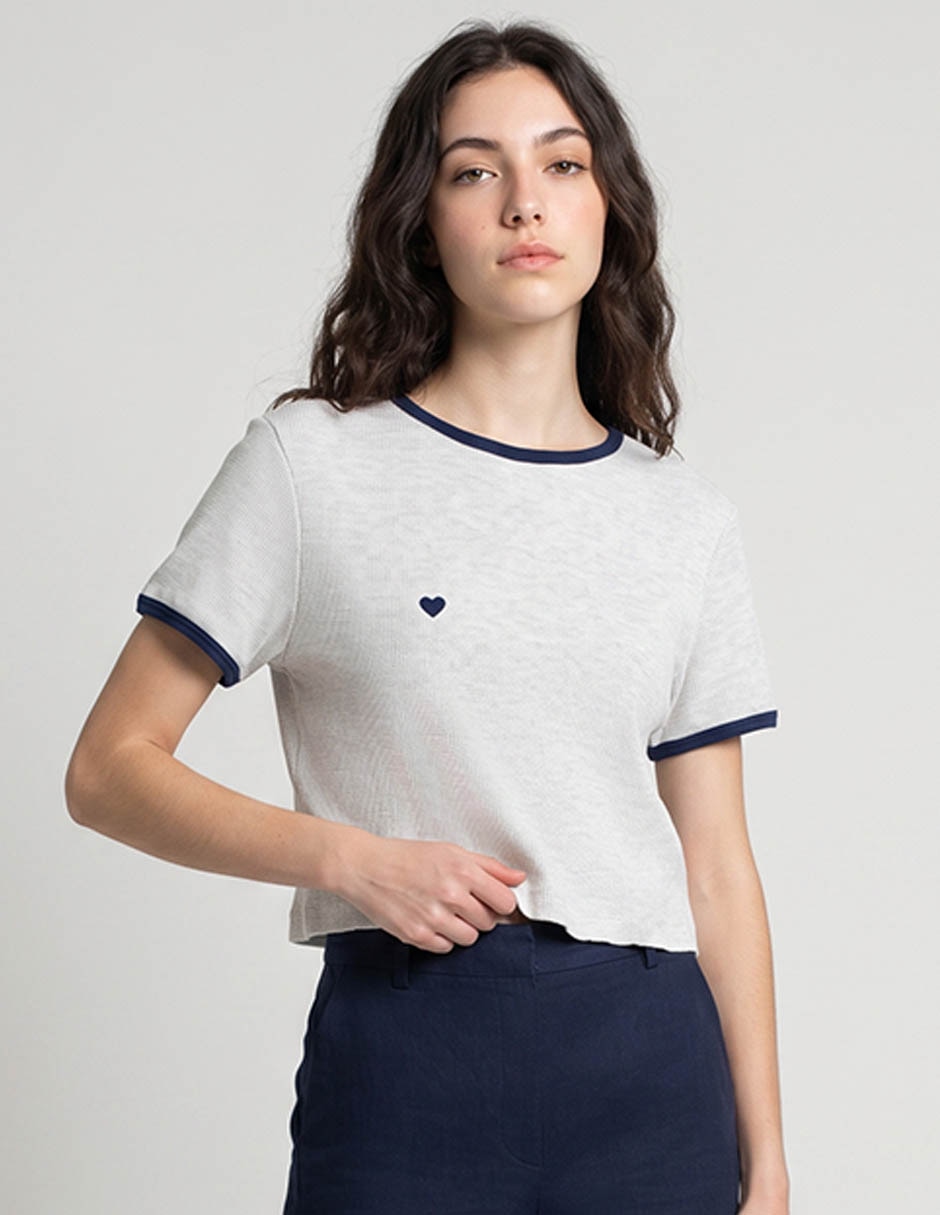 Playera manga corta cuello redondo para mujer 1