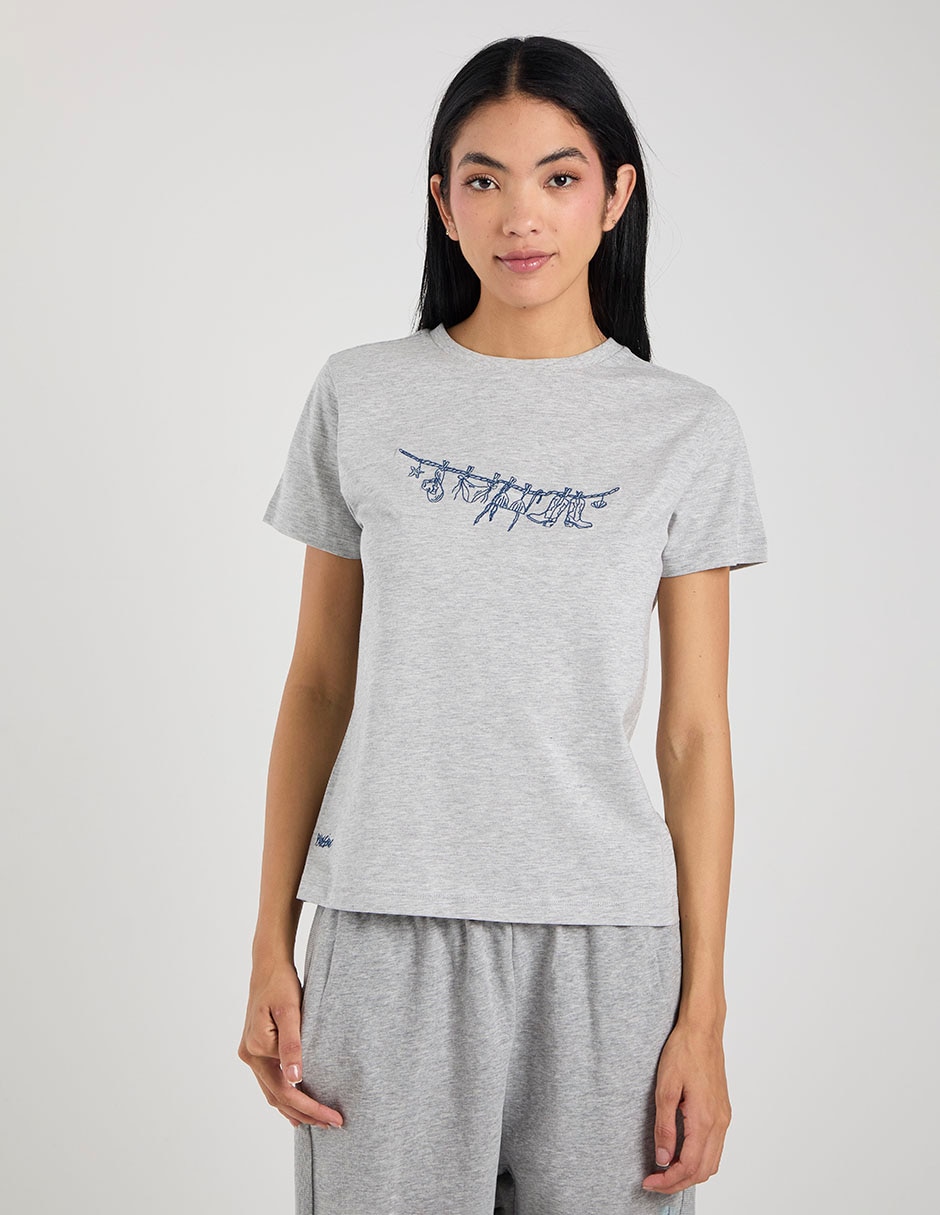 Playera manga corta cuello redondo para mujer Playera manga corta cuello redondo para mujer