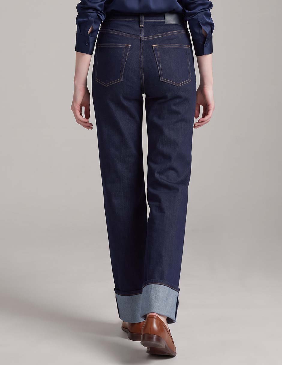 Jeans straight corte cintura alta para mujer 2
