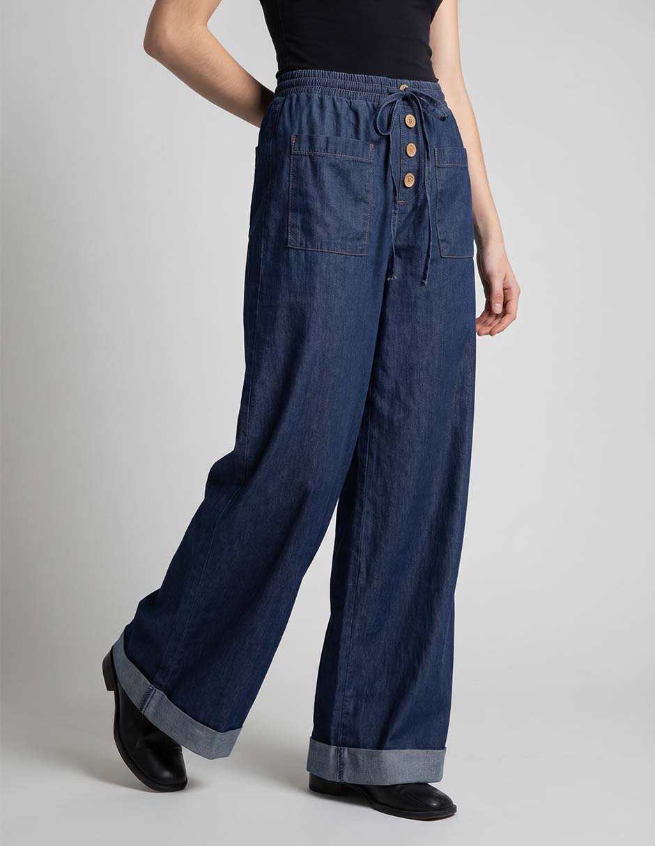 Jeans wide leg corte a la cintura para mujer Jeans wide leg corte a la cintura para mujer